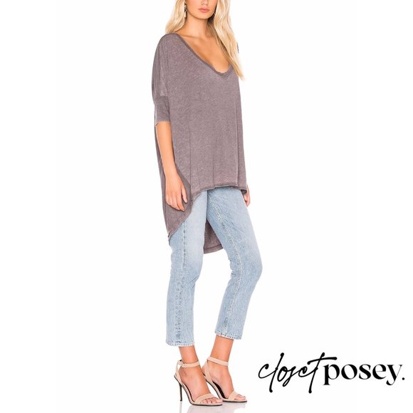 NWT . free people . catch waves tee . washed black . small - Picture 2 of 4